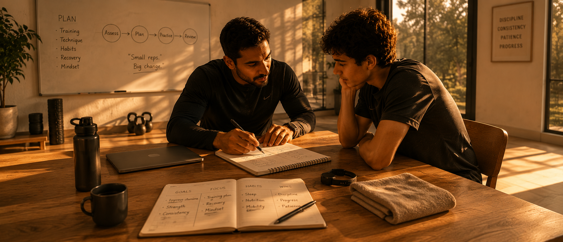 A team collaborating together around a table.